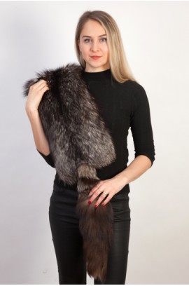 Silver fox fur scarf-collar